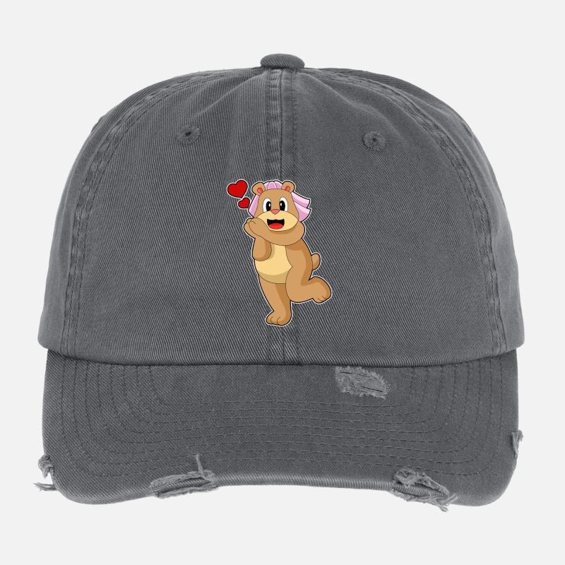 Bear Bride Veil Wedding Flexfit Vintage Destroyed Cap