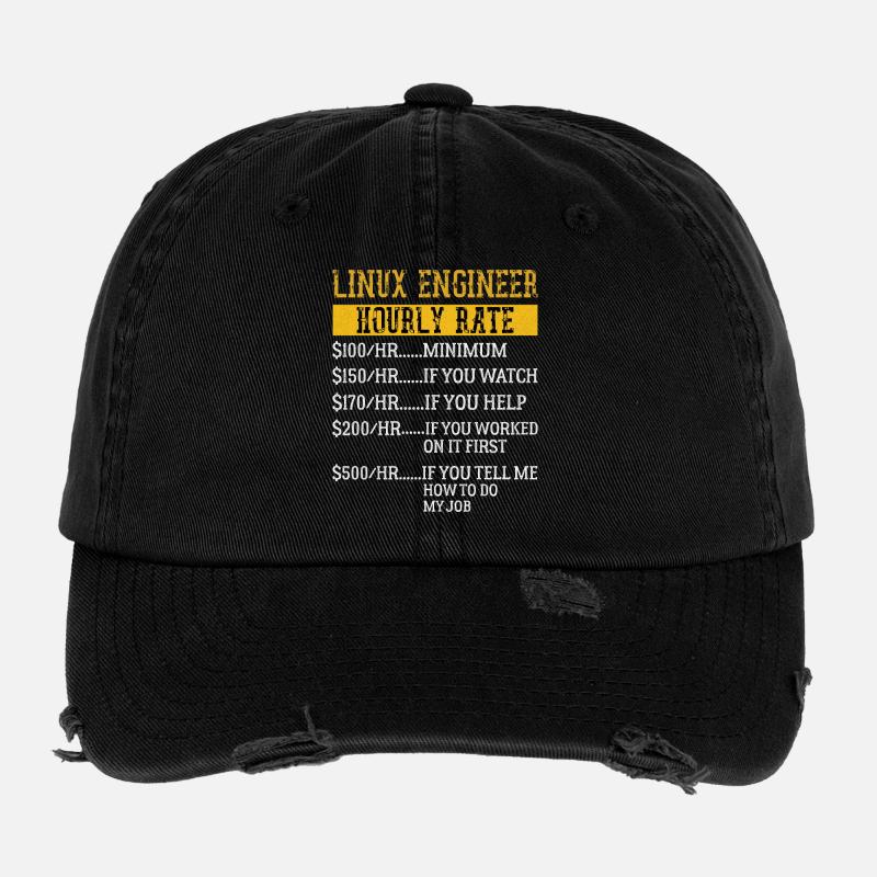 Linux Engineer Hourly Rate Mechanic Labor rate - Flexfit Vintage Destroyed Cap - black