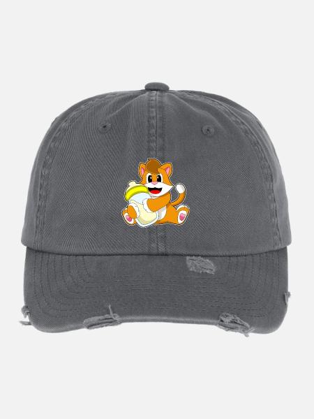 Cat Baby Bottle Milk - Flexfit Vintage Destroyed Cap - dark grey - Front