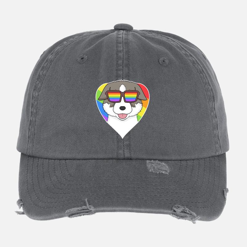 Rainbow - Chien Thai Bangkaew Chien avec Lunettes Casquette vintage effet usé Flexfit