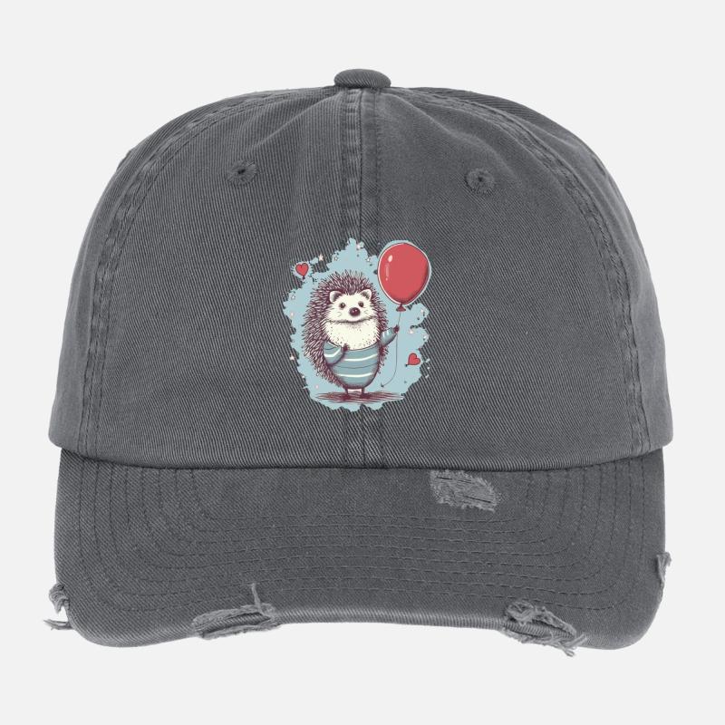 süsser Igel mit Luftballon Flexfit Vintage Destroyed Cap