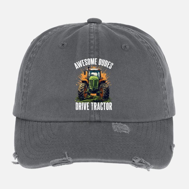 Great Guys Driving Tractor Farmer Agriculture Flexfit Vintage Destroyed Cap