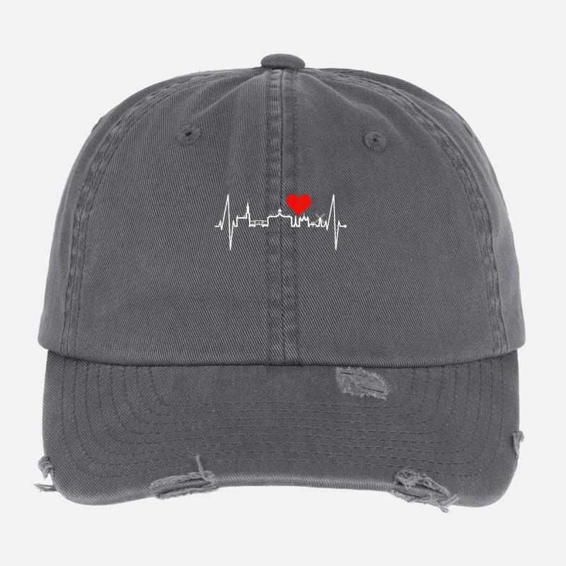 Amsterdam Skyline Pays-Bas Heartbeat Holland Casquette vintage effet usé Flexfit