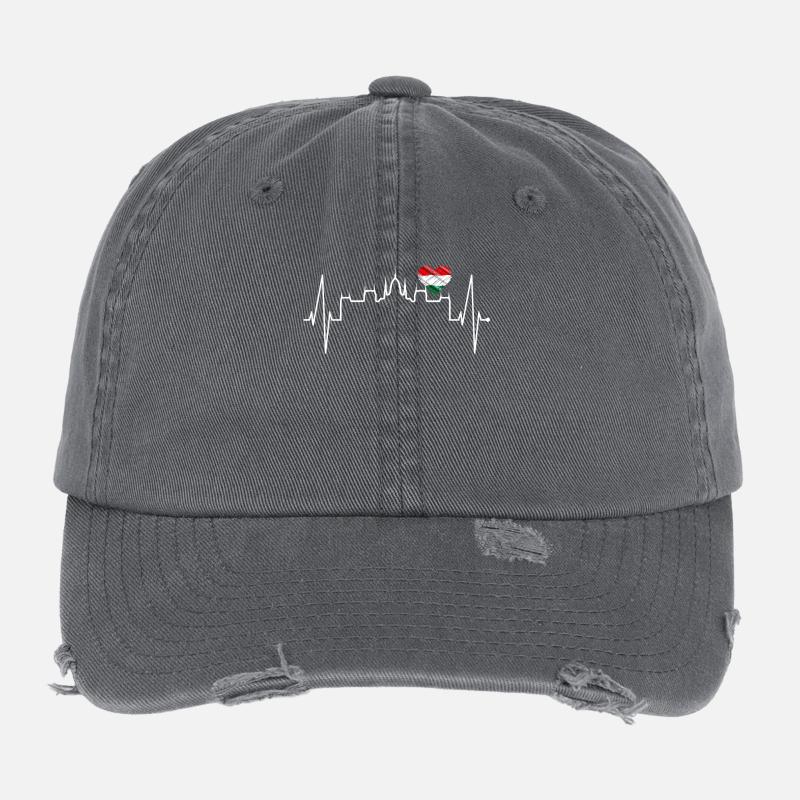 Budapest Skyline Heartbeat Hongrie Coeur Budapester Casquette vintage effet usé Flexfit