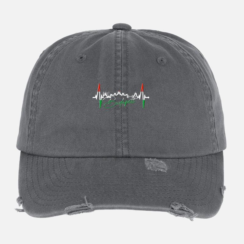 Budapest Skyline Heartbeat Hongrie Coeur Budapester Casquette vintage effet usé Flexfit