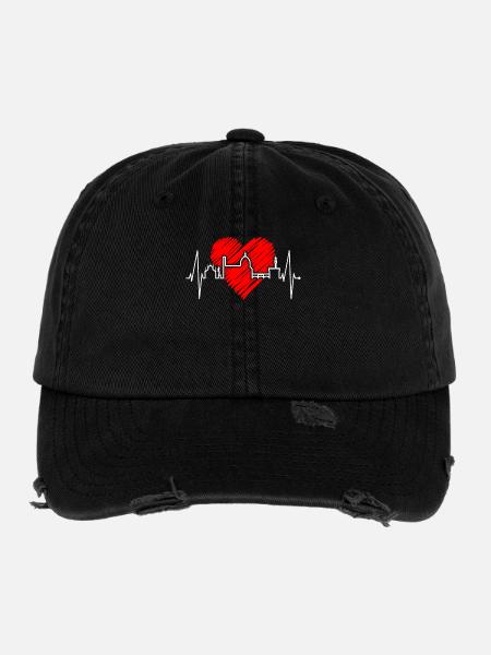Florence Skyline Italy Heartbeat I Love Firenze - Flexfit Vintage Destroyed Cap - black - Front