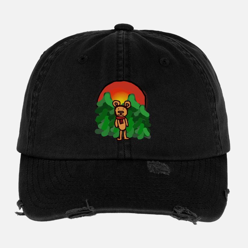 forest dweller, fairy tale, bear, alone, loneliness, forest Flexfit Vintage Destroyed Cap