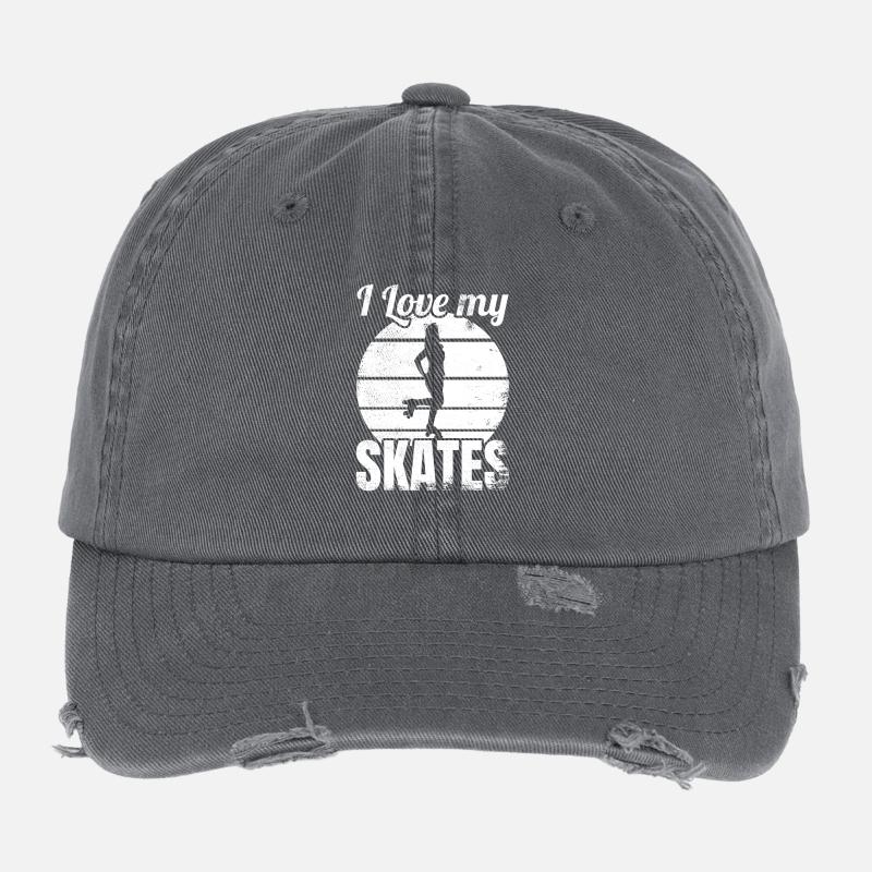 Roller Skating Lover Flexfit Vintage Destroyed Cap