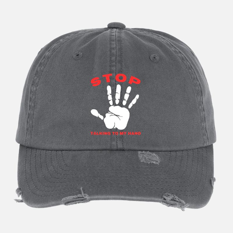 Stop Parle à ma main- Design de main drôle Casquette vintage effet usé Flexfit