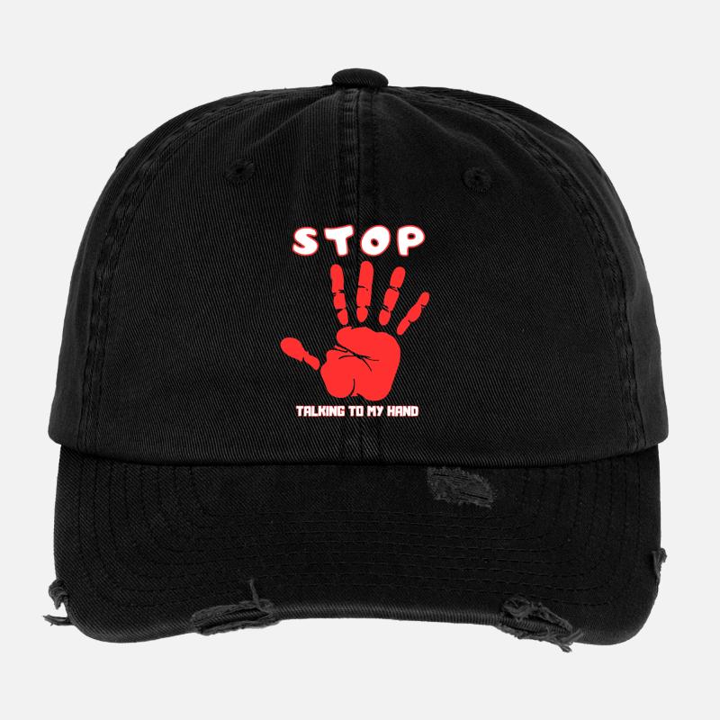Stop Parle à ma main- Design de main drôle Casquette vintage effet usé Flexfit