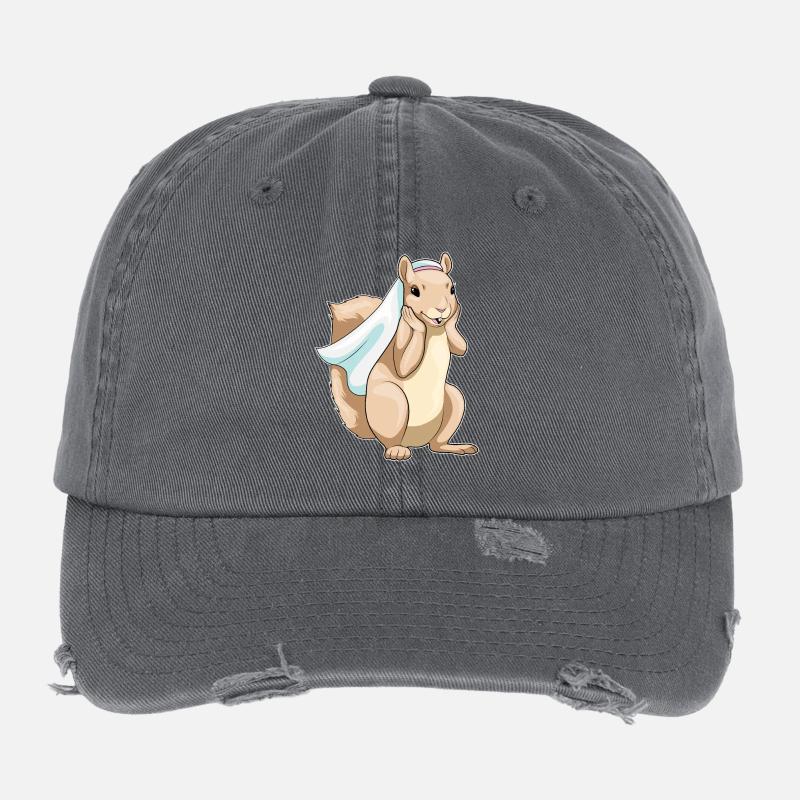 Squirrel Bridal Veil Wedding Flexfit Vintage Destroyed Cap