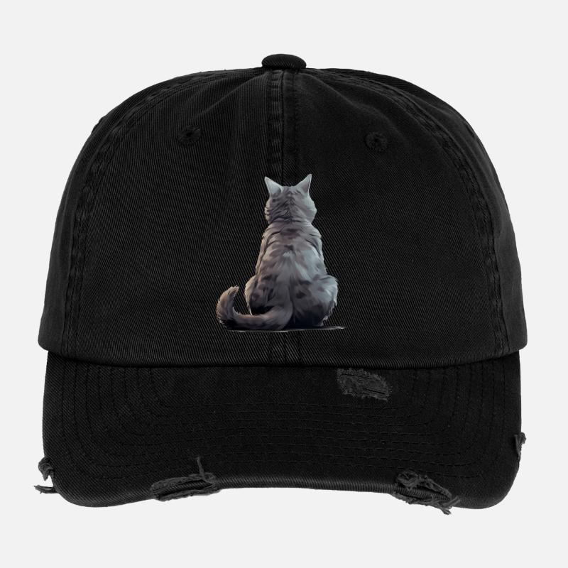 Chartreux Katze Flexfit Vintage Destroyed Cap