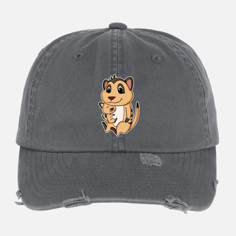 Famille de suricates - Suricate avec bébé Casquette vintage effet usé Flexfit