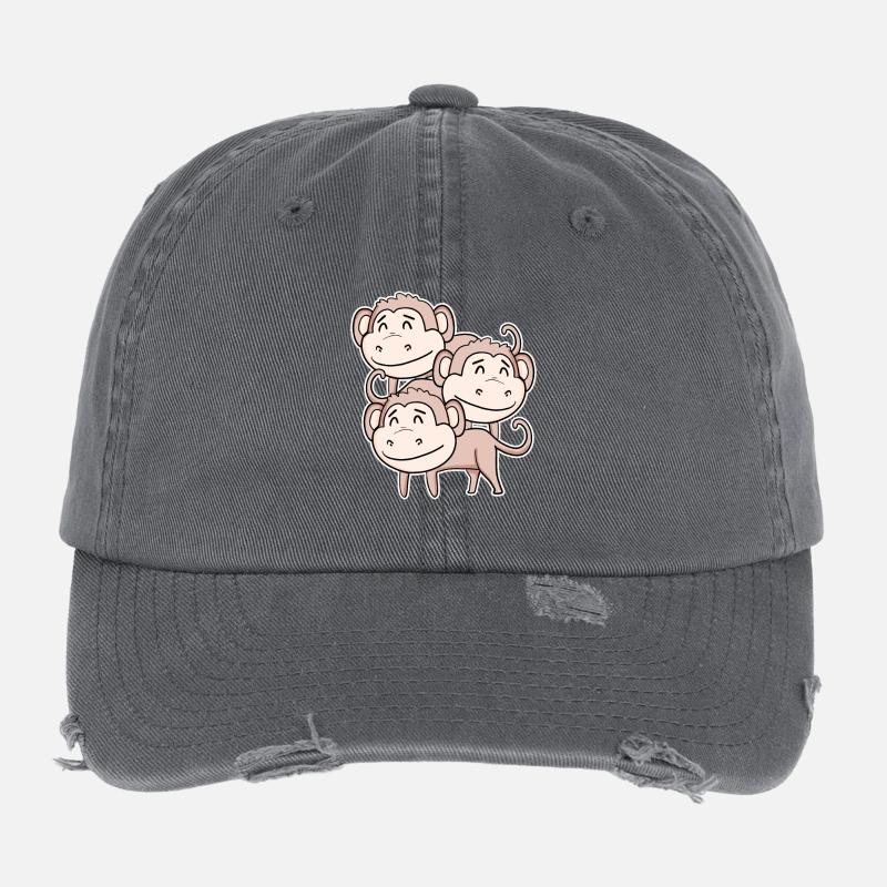Singe mignon - Motif de singe Casquette vintage effet usé Flexfit