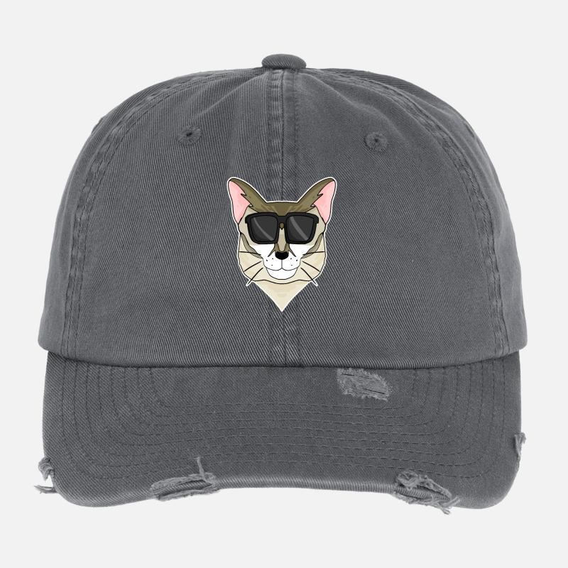 Singapura Chat avec Lunettes - Cool Cat Casquette vintage effet usé Flexfit