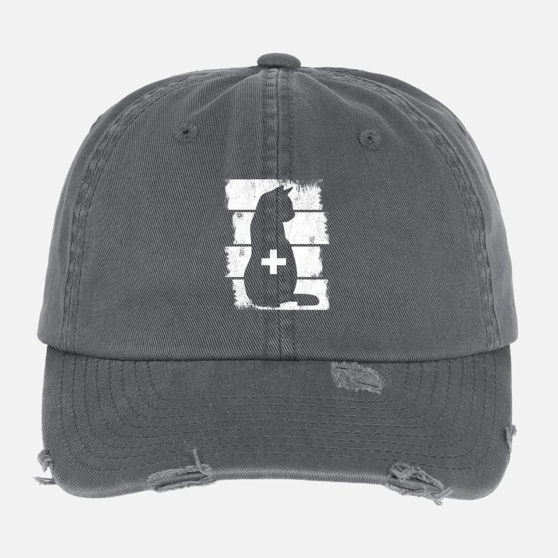 Katzen Tierarzt Flexfit Vintage Destroyed Cap