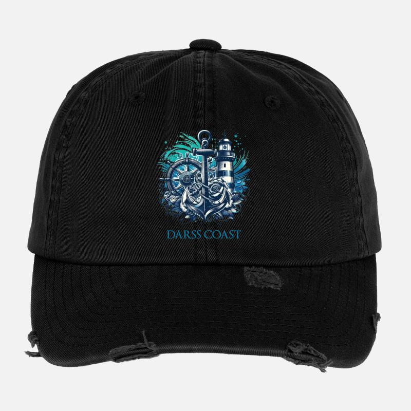 DarssCoast - Wellen Leuchtturm Anker blue Grafik Flexfit Vintage Destroyed Cap