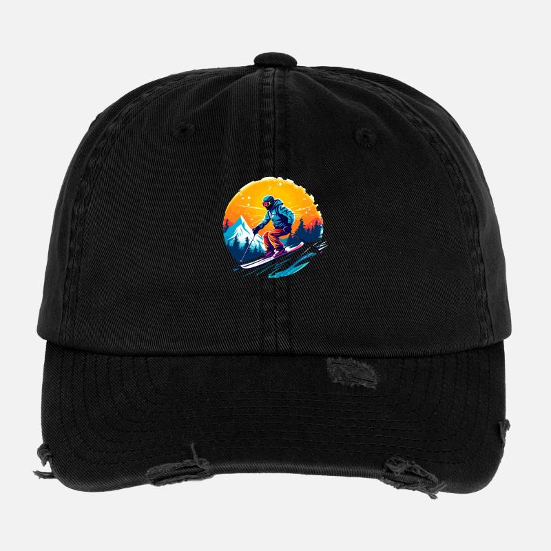 Équipe de ski Skieur École de ski Ski Équipe de ski Casquette vintage effet usé Flexfit