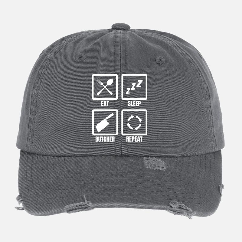 Eat Sleep Butcher Repeat Flexfit Vintage Destroyed Cap