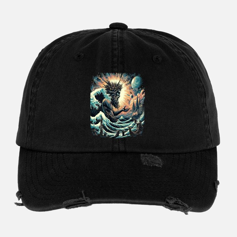 Poseidon's Great Wave off Kanagawa Flexfit Vintage Destroyed Cap