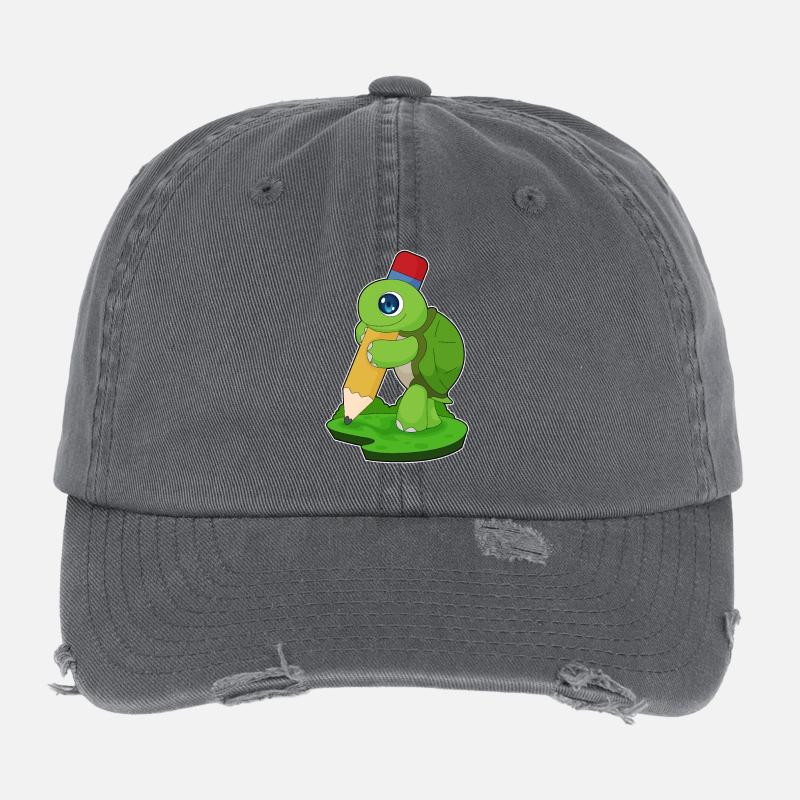 Tortue Pupille Crayon École Casquette vintage effet usé Flexfit