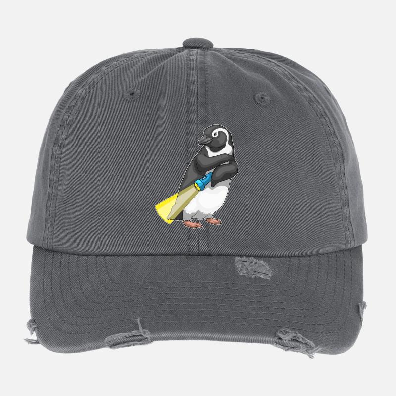 Lampe de poche pingouin Casquette vintage effet usé Flexfit