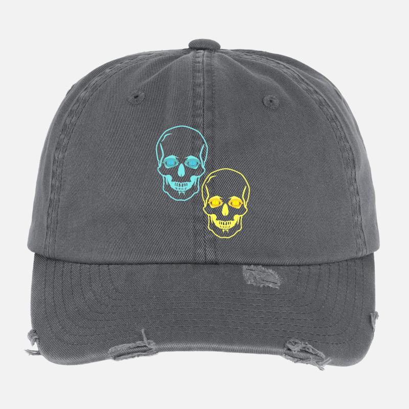 Schädel Totenköpfe Horror Fantasy Halloween Tod Flexfit Vintage Destroyed Cap
