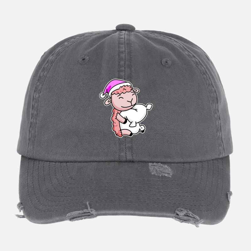 Schaf Müde Ausschlafen Schlafen Mädchen Flexfit Vintage Destroyed Cap