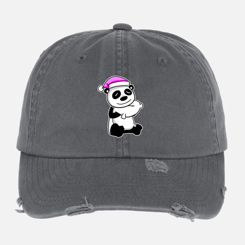 Panda Müde Ausschlafen Schlafen Mädchen Flexfit Vintage Destroyed Cap