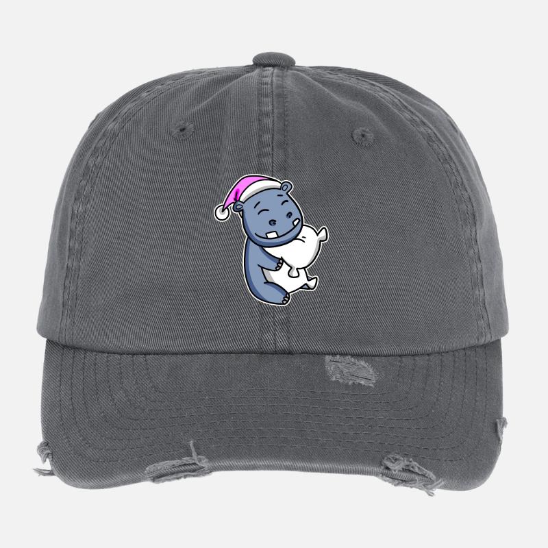 Nilpferd Müde Ausschlafen Schlafen Mädchen Flexfit Vintage Destroyed Cap