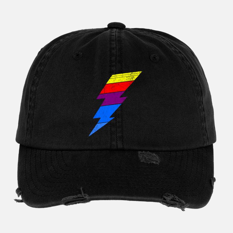 Colorful lightning effect on clothes - Flexfit Vintage Destroyed Cap - black