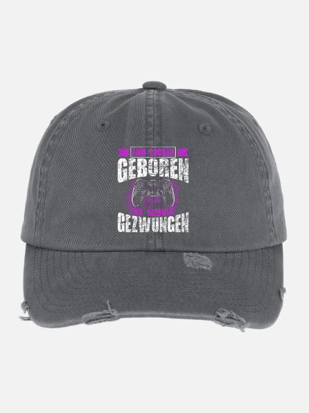Born to gamble, forced to go to school, gaming - Flexfit Vintage Destroyed Cap - dark grey - Front