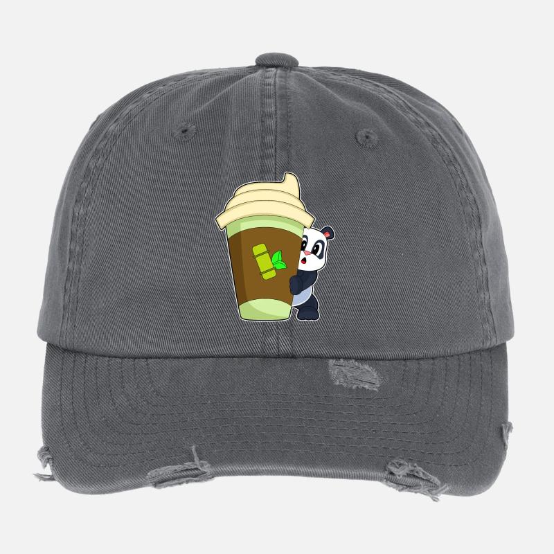 Panda Coffee to go Mug Flexfit Vintage Destroyed Cap