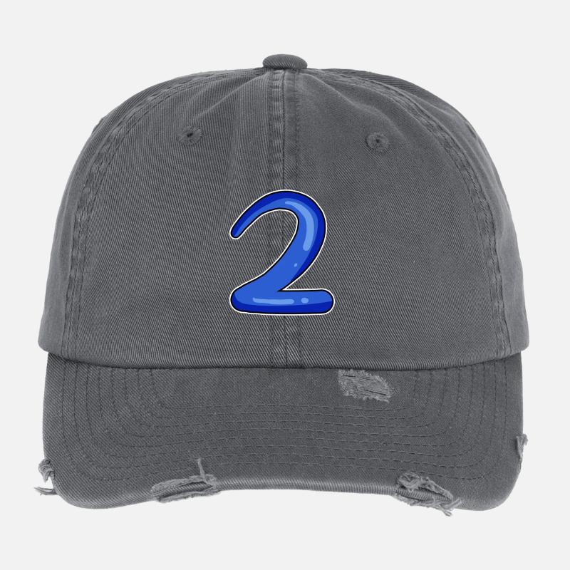 Two - 2 - Number Number Flexfit Vintage Destroyed Cap