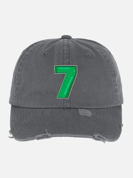 7 grün nummer - Flexfit Vintage Destroyed Cap - Dunkelgrau - Vorne
