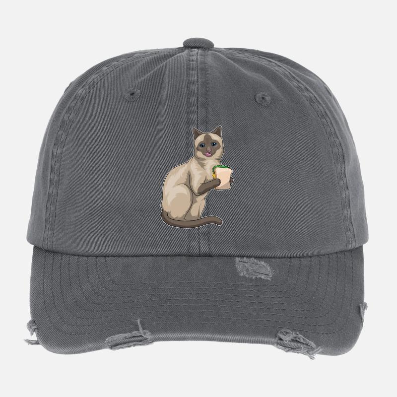 Siamese Cat Sandwich Flexfit Vintage Destroyed Cap