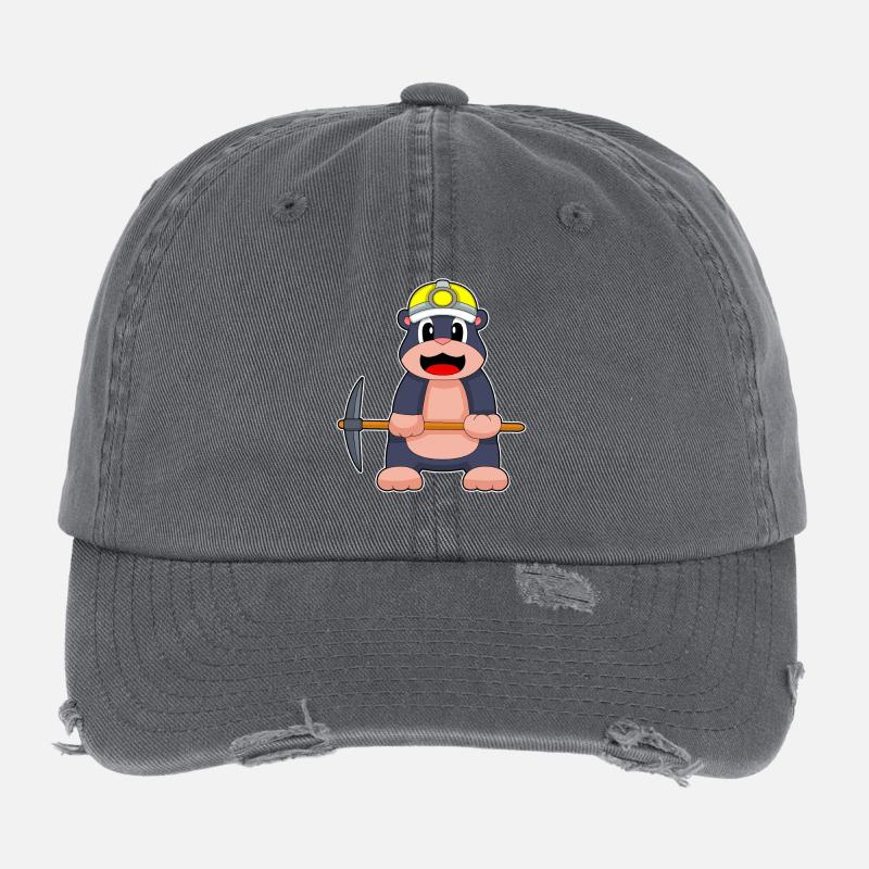 Taupe, Mineur, Pioche, Exploitation Minière Casquette vintage effet usé Flexfit