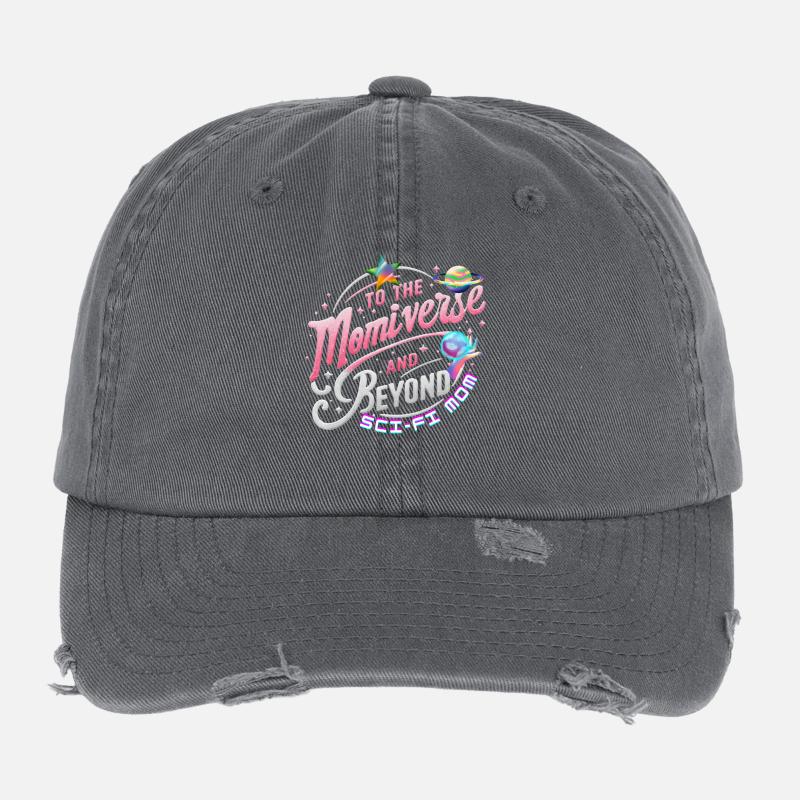 Sci-Fi Mom, To the Momiverse and Beyond Galactic Flexfit Vintage Destroyed Cap