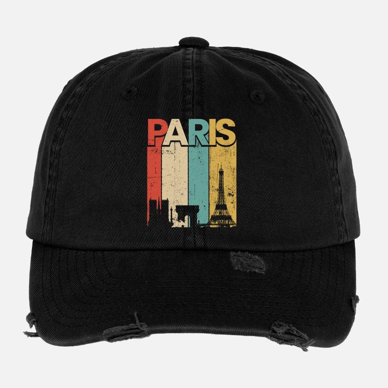 Paris Vintage Sunset Stripes Flexfit Vintage Destroyed Cap