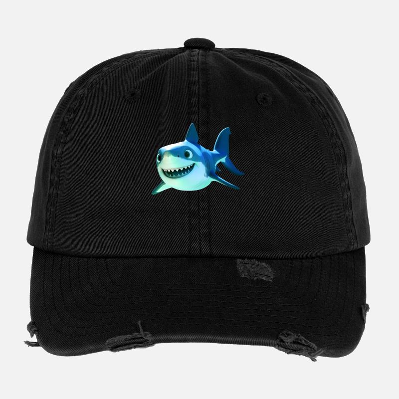 Requin Requin Requin Tigre Requin Requin Gris Grand Requin Blanc Casquette vintage effet usé Flexfit