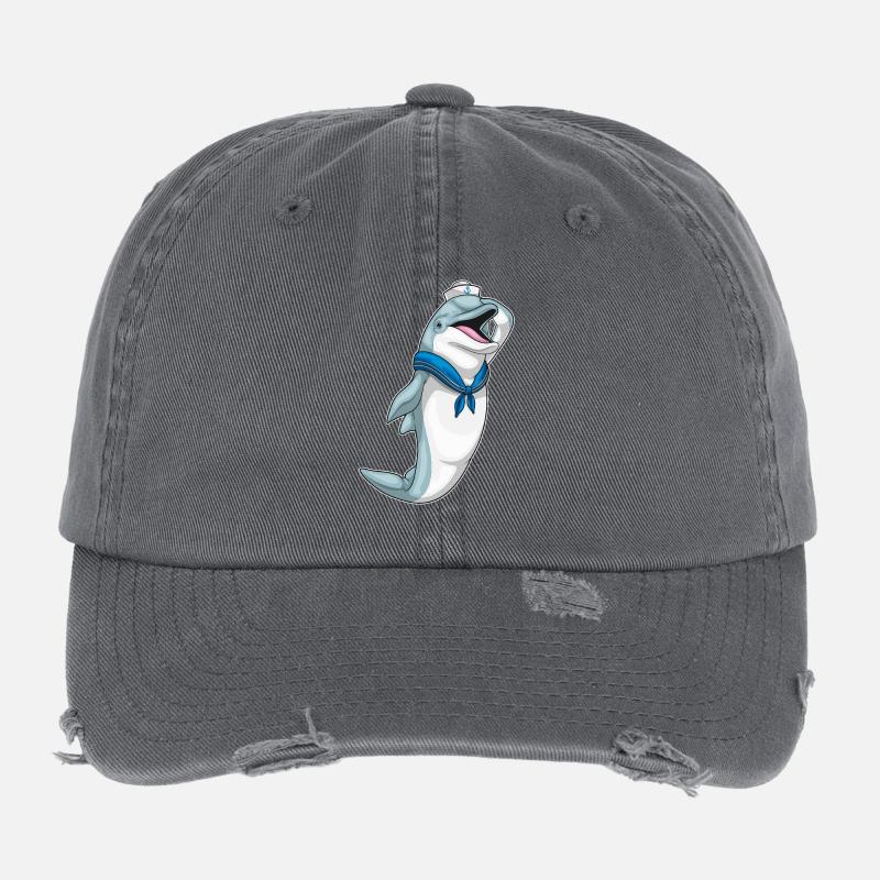 Delfin Seemann Seemannsmütze Flexfit Vintage Destroyed Cap
