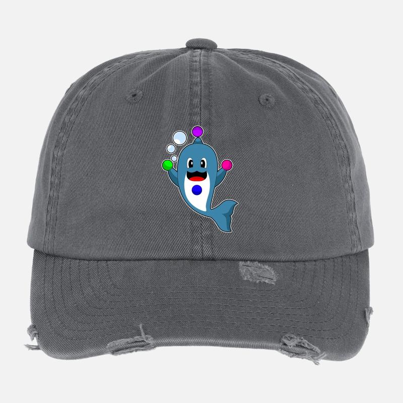Jongleur dauphin jonglant Casquette vintage effet usé Flexfit