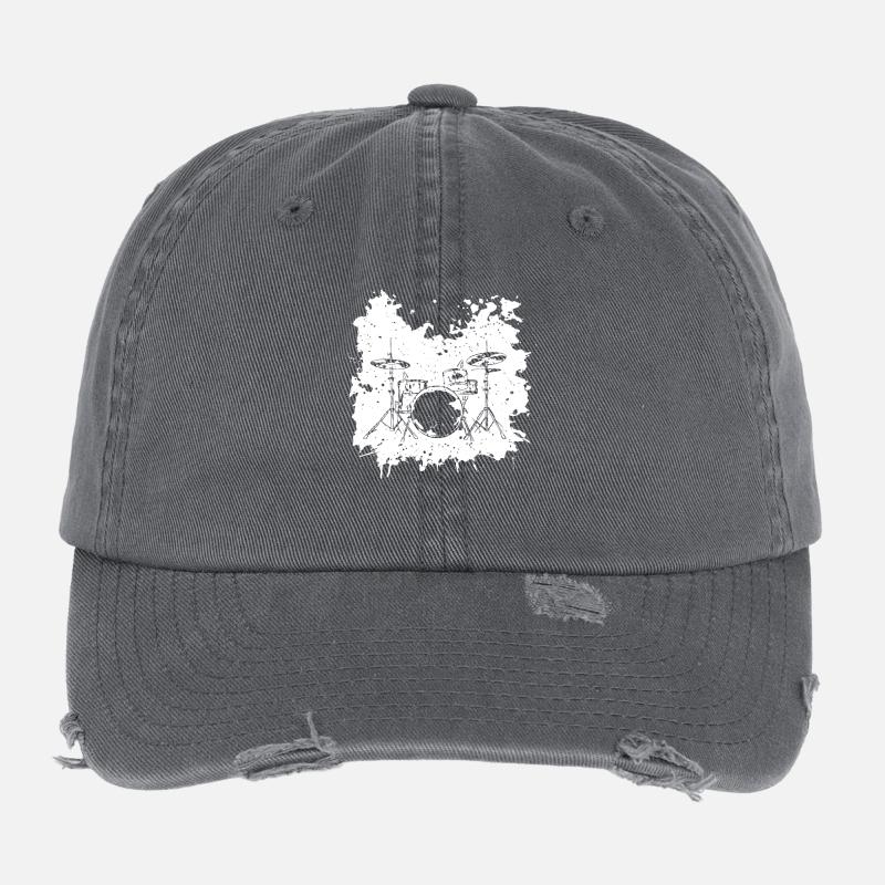 Drumkit Zeichnung Flexfit Vintage Destroyed Cap