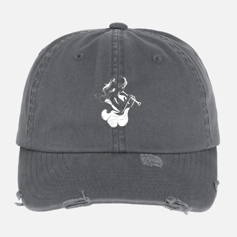 Flute Player Sketch Flexfit Vintage Destroyed Cap