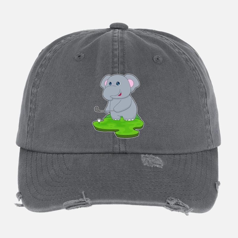 Elefant Golf Golfschläger Flexfit Vintage Destroyed Cap