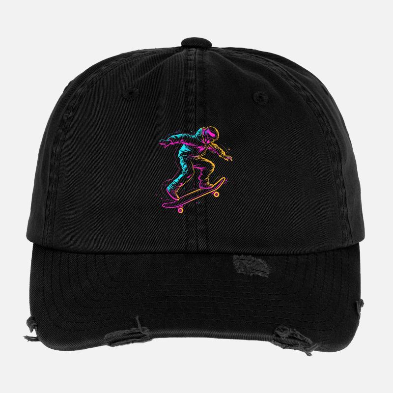 dessin de skateboarder de dessin animé Casquette vintage effet usé Flexfit