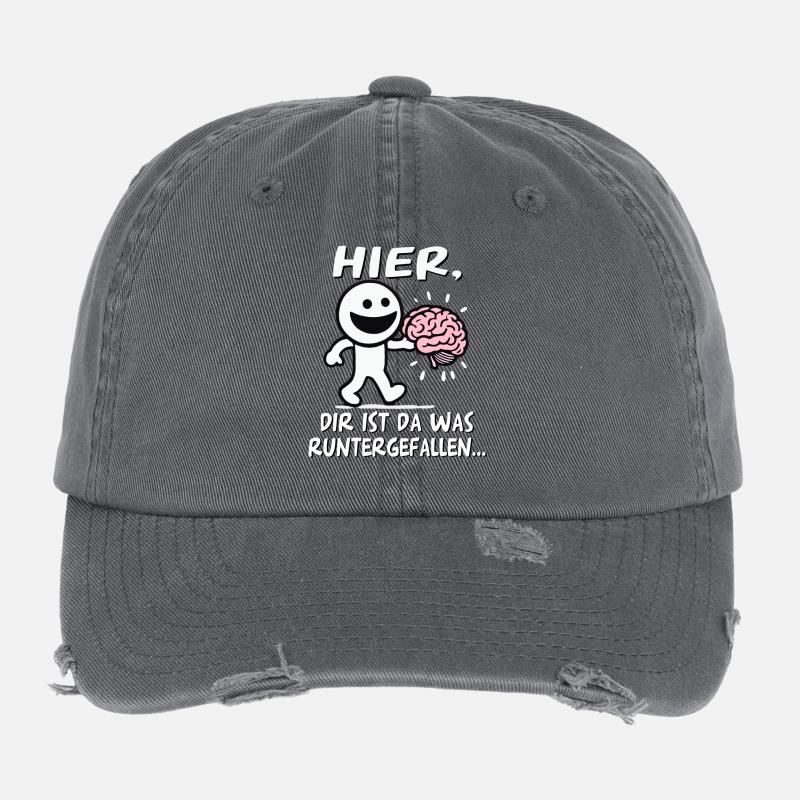 Hier Dir Ist Da Was Runtergefallen Lustiges Gehirn Flexfit Vintage Destroyed Cap