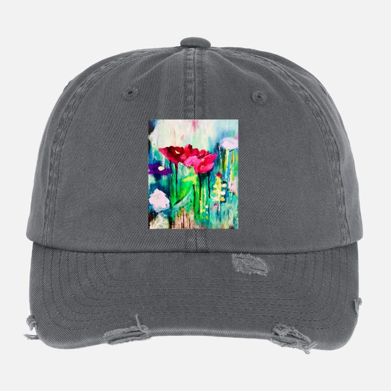 Aquarellblumen im Farbmeer Flexfit Vintage Destroyed Cap