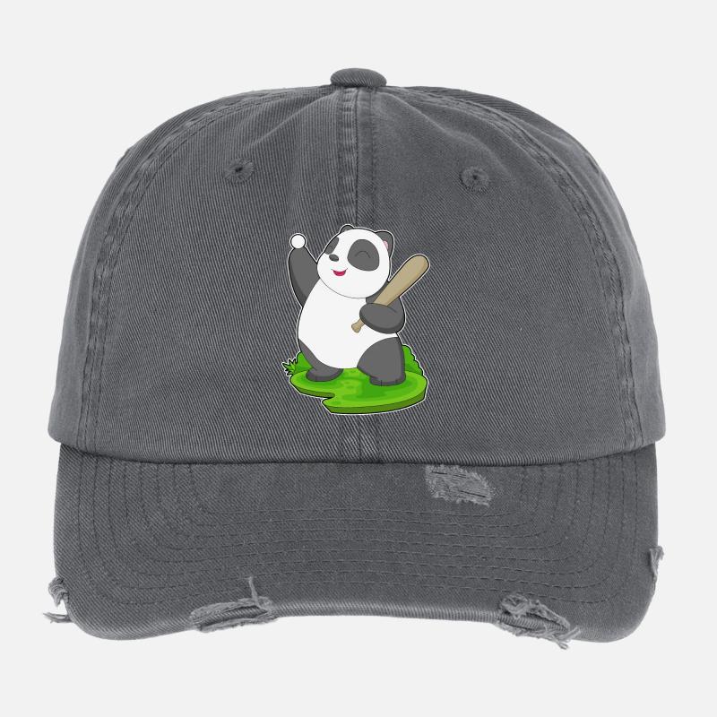 Panda Baseball Batte de baseball Casquette vintage effet usé Flexfit