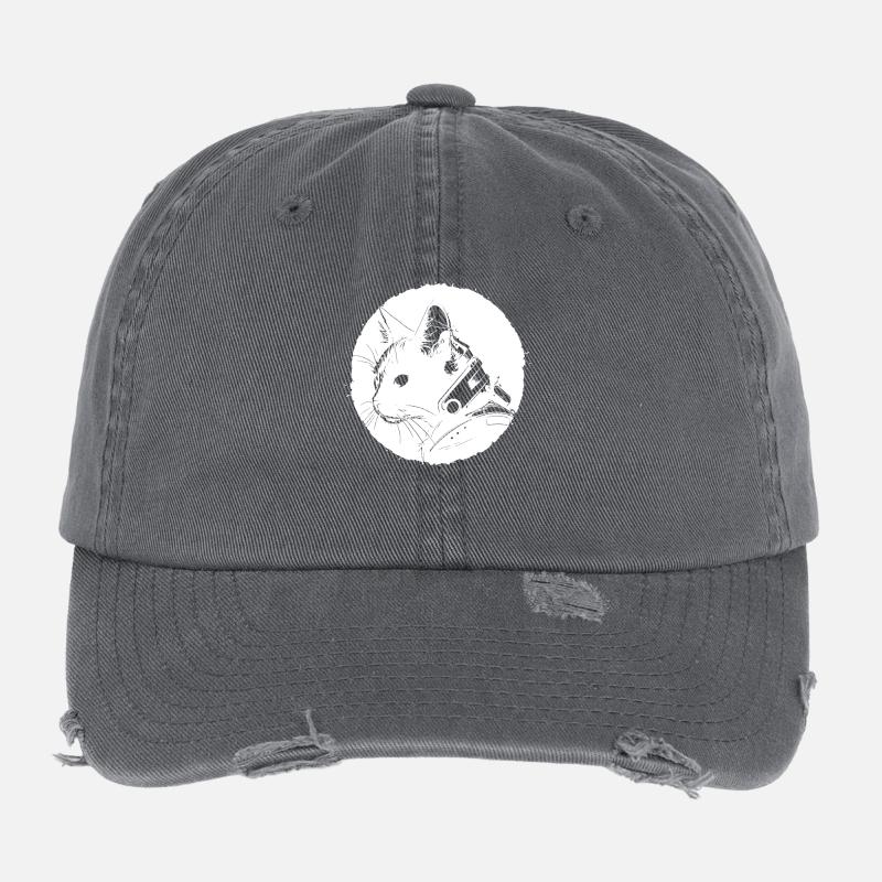 Steampunk Cat Flexfit Vintage Destroyed Cap
